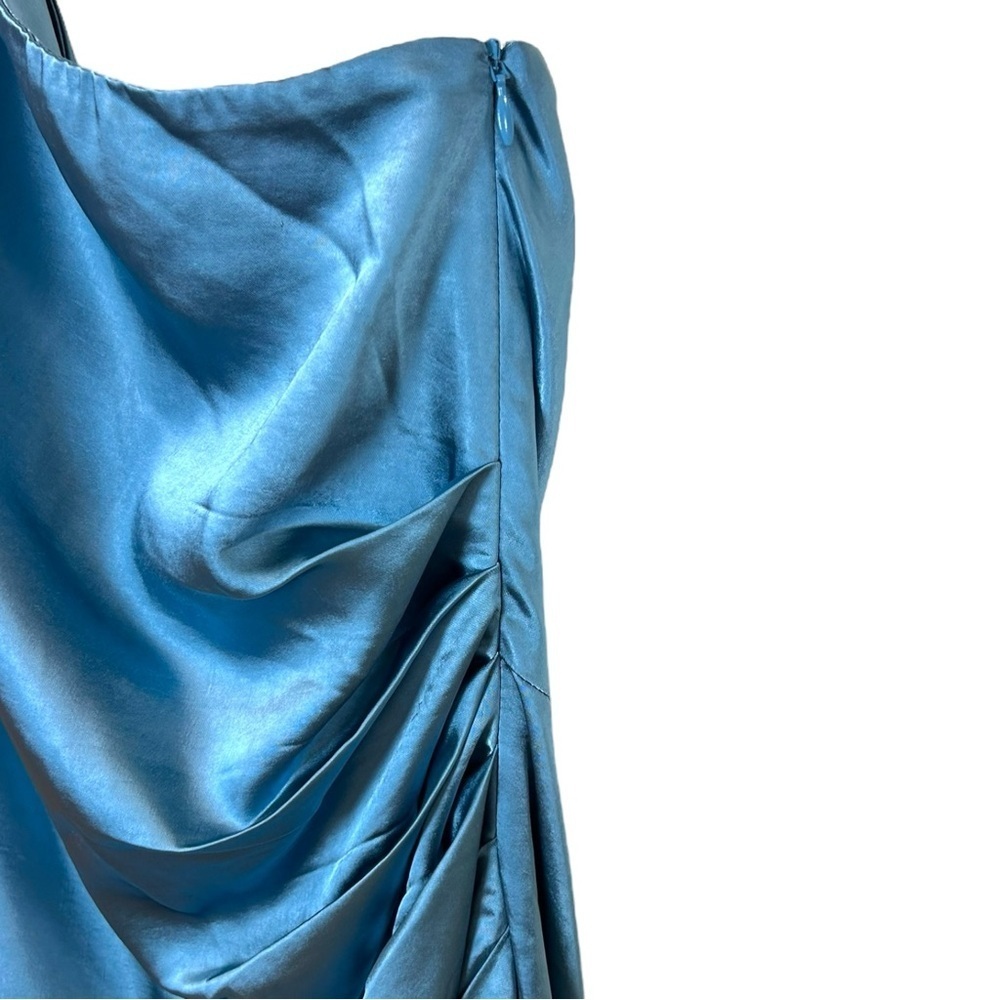 Elliatt x Revolve, Women’s ‘Cassini’ One-Shoulder Midi Satin Dress - Blue, Large - Picture 12 of 14